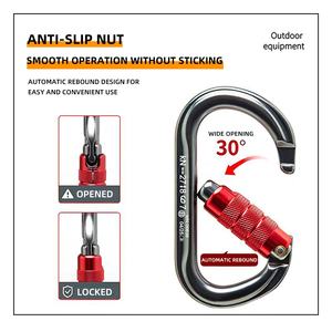 Mosquetón de Alta Resistencia con Cierre de Rosca para Montañismo, Escalada en <span class=keywords><strong>Roca</strong></span>, Tirolina y Equipo de Seguridad al Aire Libre - Product Image 2