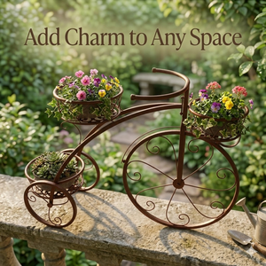 Support de plante en fer en forme de vélo |   Pot de fleurs mural ou suspendu, éco-responsable, sculpté à la main, traditionnel, pour intérieur/extérieur - Product Image 4