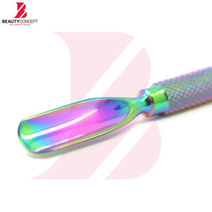 Pousse-cuticules double extrémité en acier inoxydable finition arc-en-ciel, outil professionnel pour retirer les cuticules et les ongles, outils de manucure - Product Image 2