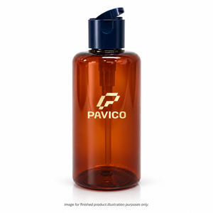 ขวดเครื่องสำอางทรงกลม PET สีเหลืองอำพัน พร้อมหัวปั๊มโลชั่น ยี่ห้อ Pavico พิมพ์ลายซิลค์สกรีน สำหรับผู้ผลิตบรรจุภัณฑ์ผลิตภัณฑ์ดูแลส่วนบุคคล ประเทศเวียดนาม - Product Image 3