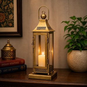 Farol de Metal con Base de Vidrio para Exteriores, Estilo Europeo, Decoración de Jardín, Modelo de Portavelas, Adornos de Hierro, Faroles de Viento - Product Image 1