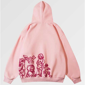 เสื้อฮู้ดดี้ลายกราฟิกสั่งทำ คุณภาพสูง ผ้าฟลีซคอตตอน 100% ทรงโอเวอร์ไซส์ สตรีทแวร์ลำลอง ยูนิเซ็กซ์ เสื้อสเวตเชิ้ตแบบสวมหัว รับผลิตแบบ OEM ขายส่ง - Product Image 6