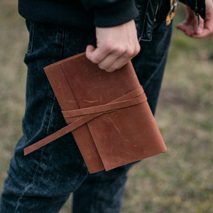 Rustic Handmade Refillable Leather Journal Cover with Embossed Printing Custom A5 A4 <b>Book</b> Wrap Tie All Colors Available - Product Image 6