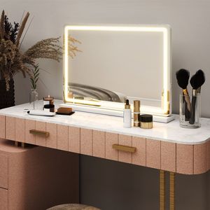 Specchio LED Dimmerabile 19x22 Pollici con 3 Modalità di Colore, Schermo Touch per Tavolo da Trucco, Rettangolare Bianco - Product Image 1