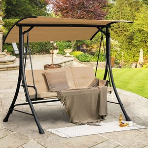 Adjustable Canopy 3-Seater Outdoor Porch Swing with Padded <b>Cushions</b> for Patios - Product Image 6