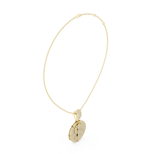 Collar con Colgante de Diamante Cultivado en Laboratorio en Oro Amarillo de 14K, Diseño de Signo de Dólar con Diamantes, Colgante Redondo con Símbolo de Dinero - Product Image 2