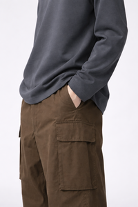 Camiseta de Manga Larga para Hombre, Cuello Redondo, 100% Algodón, Sólida, Casual, Holgada, Tejida, Transpirable, con Logotipo Personalizado OEM - Product Image 5