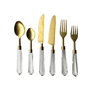 Custom Design Stainless Steel <b>Gold</b> Plated Cutlery Set with White Handle Royal Look High Quality Flatware Set for Wedding Home - Product Image 1