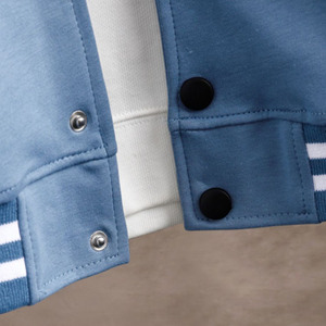 Veste universitaire blanche pour homme, style décontracté, col rabattu, coupe classique, couleur unie, polyester et coton, pour l'automne - Product Image 4