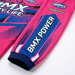 Maillot de cyclisme à manches longues pour hommes, course BMX - 100% polyester, séchage rapide, respirant, col en V, tissu satiné, imprimé graphique 'TEAM' - Product Image 5