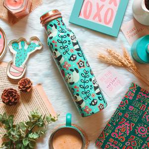 Tropical Leaf Print Copper Water <b>Bottle</b> Contemporary Nature Theme Drink <b>Flask</b> Custom Logo Bulk Export Manufacturer Supply - Product Image 4