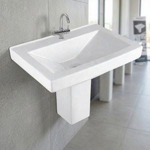 Export Quality Ceramic Bathroom Sanitary Ware Designer Half Pedestal Wash Basin Set By Cera Lavabo Sink Stand - Product Image 3