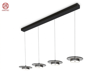 Lustre carré moderne en acier LED avec abat-jour rond en verre, style élégant, décoration de salle à manger, fabriqué au Vietnam - Product Image 1