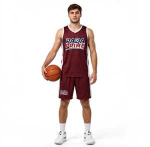 Uniforme de Baloncesto Color Granate para Hombre, Número 23 Blanco, Transpirable, 100% Poliéster, Jersey y Pantalones Cortos con Impresión Digital para Adultos PADA PRIME - Product Image 2