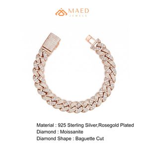 Rose Gold <b>Silver</b> Moissanite Hip Hop Bracelet Fashion Jewelry Floral Link Women <b>Men</b> Elegant Gifts Fine Jewelry New York City - Product Image 6