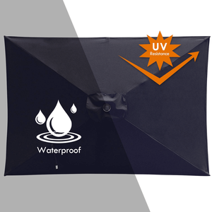 6.5 blu Navy impermeabile Ft. X 10 Ft. Ombrello da Patio rettangolare 26 luci solari a LED pulsante inclinazione manovella 6.5 Ft. X 10 Ft. - Product Image 3