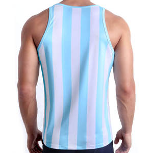 Débardeur tricoté rayé pour homme, col rond, décontracté, respirant, en polyester, pour l'entraînement - Product Image 2