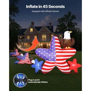 Decorazione gonfiabile patriottica da 4,82 piedi per il quarto giorno dell'indipendenza July arredamento esterno esterno per cortile luci a cinque punte - Product Image 3