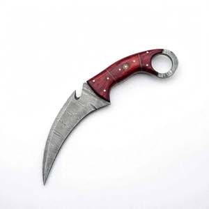 Handcrafted Damascus Steel Precision Ring Handle Utility <b>Tool</b> Red <b>Wood</b> Craft - Product Image 1