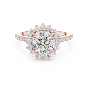 Bague de fiançailles et de mariage FANCY en or rose 18 carats plaqué rhodium, sertie d'un diamant rond de 1,5 carat cultivé en laboratoire et de pierres latérales de 0,5 carat – Idéale pour offrir - Product Image 4