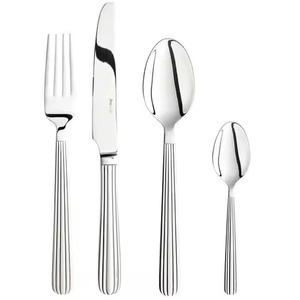 Ensemble de cuillères, fourchettes et couteaux en acier inoxydable moderne, accessoires de table élégants pour la maison et l'usage commercial - Product Image 1