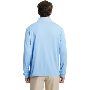 เสื้อยืดแขนยาวผ้าโพลีเอสเตอร์สำหรับผู้ชาย สีฟ้า สไตล์แฟชั่น ระบายอากาศได้ดี แขนยาวแบบแร็กแลน ซิป 3/4 - Product Image 3