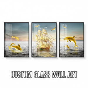 Art mural en verre trempé moderne, panneau décoratif en verre imprimé UV pour la décoration murale de la maison, du magasin, de l'hôtel - Product Image 1