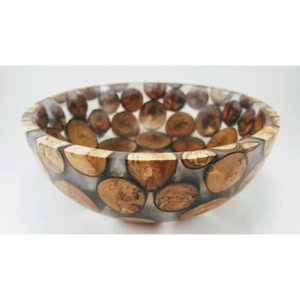 Tazón de madera redondo para servir con discos de madera natural, diseño Wabi Sabi hecho a mano para decoración de cocina. - Product Image 1