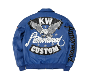 Chaqueta Bomber Varsity de Cuero de Cordero Personalizada para Hombre con Bordado de Tiburón, Chaquetas de Invierno de Cuero Genuino 2025, Ropa de Abrigo OEM - Product Image 2