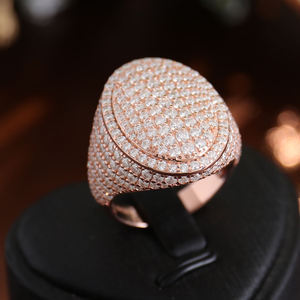 Anillo de Compromiso y Boda ZAWO en Oro Rosa para Mujer y Hombre, con Moissanita VVS, Plata 925, Baño de Rodio, Lujoso, con Incrustaciones, Estilo Hiphop - Product Image 2