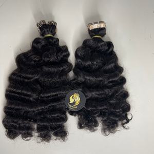 Mechones de cabello humano virgen, venta al por mayor, extensiones de cabello humano de i-tip, vietnamita, ondulado profundo - Product Image 2
