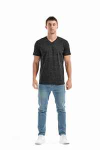 เสื้อยืดคอวีผ้าคอตตอน/โพลีเอสเตอร์คุณภาพสูงสำหรับผู้ชาย - Product Image 2