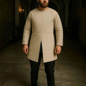 Natural Quilted Gambeson Medieval Padded Jacket Thick Cotton <b>Renaissance</b> Viking Costumes Reenactment Protective Doublet <b>Clothing</b> - Product Image 4