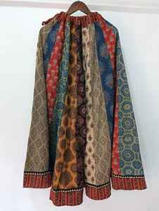 Vestido Maxi de Algodón Estampado a Mano con Estampado Floral, Talla Única, Falda Larga Informal para Mujer para el Verano - Product Image 3