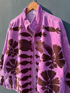 2026 Hot Selling Pink Velvet Embroidered <b>Jacket</b> Handcrafted Floral A-Line Winter Coat Front Zip Closure <b>Jacket</b> At Factory Price - Product Image 3
