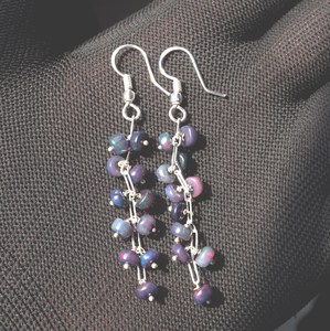 Boucles d'oreilles en opale d'Éthiopie noire naturelle, argent 925, perles cabochon multicolores - Product Image 4