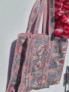 FABRICATEFIZZ Vintage Lightweight <b>Quilted</b> Cotton Tote Bag Handmade Shoulder <b>Handbag</b> Shopping Travel Beach OEM ODM Wholesale - Product Image 2
