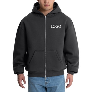 Mens Regular Fit Full <b>Zip</b> <b>Hooded</b> Sweatshirt Lightweight Fleece Casual Streetwear Jacket Front Custom Ribbed Cuff Pocket - Product Image 5