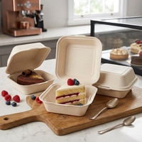 Boîte d'emballage alimentaire jetable pour restaurant avec couvercle à charnière, conteneur pour repas à emporter