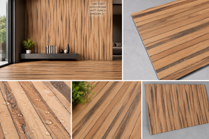 Azulejos de Pared y Piso de Lujo, Colección Moderna de Listones de Madera, 600x1200mm, Gris Medianoche, Azulejos de Porcelana con Diseño de Madera Acanalada, Acabado Mate, GVT - Product Image 4