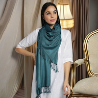 Pfauenmuster Super Weicher Großer Viskose-Pashmina-Schal mit AZO-freien Farbstoffen, Einfarbig, Frühling, Leicht, Atmungsaktiv, Modisch