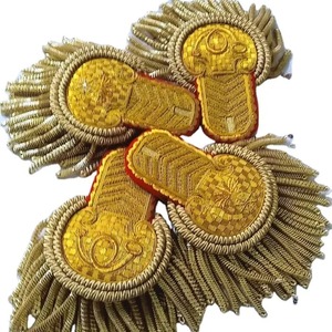 Parche Bordado en Oro Personalizado con Flecos, Aplique de Tela de 70x150mm para Uniformes, Prendas, Chaquetas y Ropa - Product Image 2