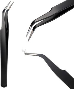 Pinces à cils de haute qualité à pointe fine pour la pose des cils, avec poignée antidérapante, en promotion - Product Image 1