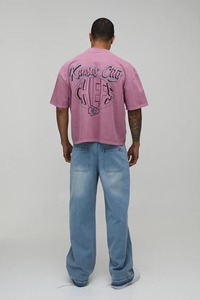 mens oversized boxy fit t shirt drop shoulder loose fit heavy cotton streetwear <b>tshirt</b> private label supplier - Product Image 2