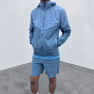 เสื้อแจ็คเก็ตกันลมผู้ชาย น้ำหนักเบา มีซิปเต็มตัว มีฮู้ด สำหรับวิ่งกลางแจ้ง สวมใส่สบาย กันน้ำ กันลม เสื้อแจ็คเก็ตสำหรับเล่นกีฬา - Product Image 4