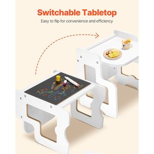 Montessori 3-in-1 Wooden Toddler Table Chair <b>Set</b> with Adjustable Height <b>Weaning</b> Table and Chalkboard for Kids' Furniture - Product Image 5