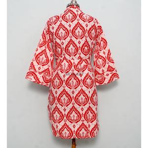 Ensemble robe moulante bohème en coton pour femme, longueur genou, avec chemise imprimée florale, taille naturelle, boutons tissés, nettoyage à sec - Product Image 5