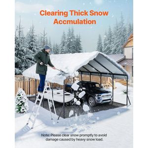 Tettoia per Auto in Metallo Resistente 20 x 20 Piedi con Telaio Robusto e Pareti Laterali Rimovibili, Garage Esterno con Tettoia Ombreggiante - Product Image 4