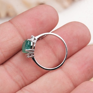 Wholesale 925 Solid Sterling Silver Natural Oval Emerald <b>Cubic</b> <b>Zirconia</b> Accent Prong <b>Ring</b> Fine Jewelry Memoria Jewels - Product Image 3