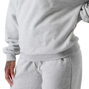 Sweat-shirt à col rond gris clair pour femme, manches longues, en molleton, décontracté, pour la salle de sport, doux, léger, pour tous les jours - Product Image 4